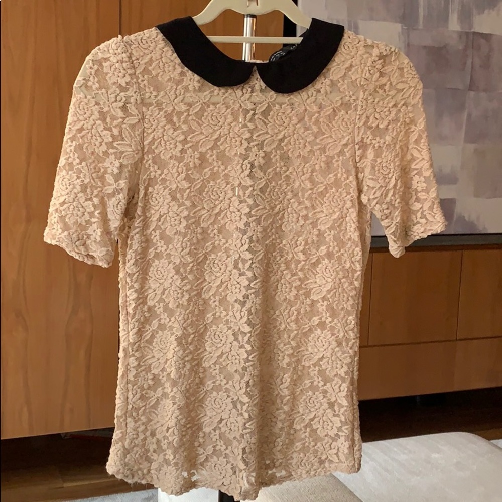 Zara lace top with Peter Pan collar Size S
